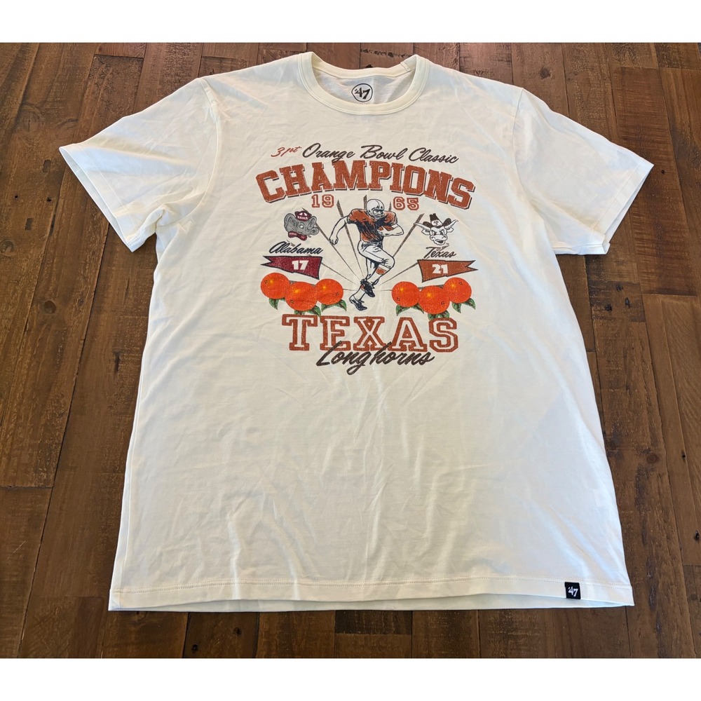 47 Brand Texas Longhorns Orange Bowl 1965 Champions Graphic T-Shirt Mens Large